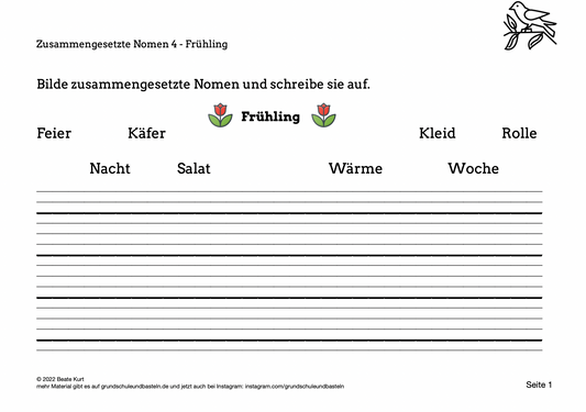 Im Frühling: Zusammengesetzte Nomen schreiben 4