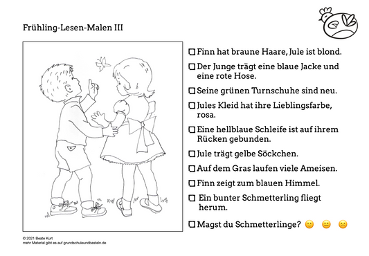 Im Frühling: Lesen und Malen 3