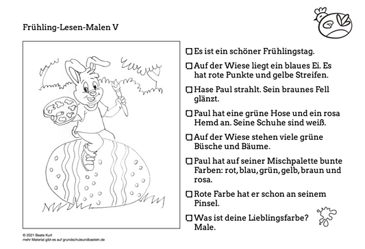 Im Frühling: Lesen und Malen 5