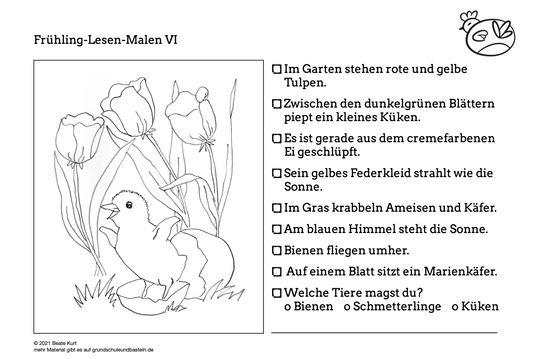 Im Frühling: Lesen und Malen 6