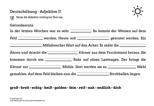 Im Sommer: Mit Adjektiven üben 2