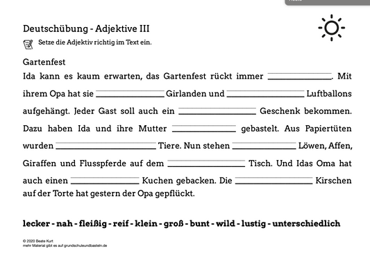 Im Sommer: Mit Adjektiven üben 3