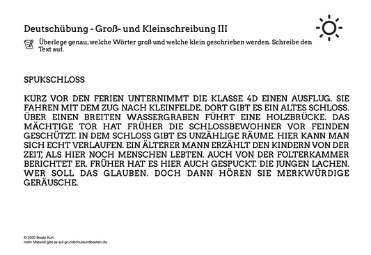 Im Sommer: Die Groß- und Kleinschreibung üben 3