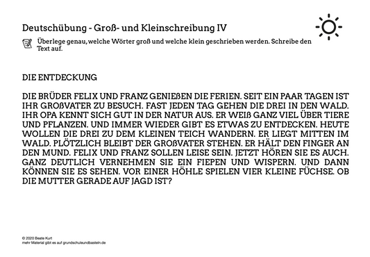 Im Sommer: Die Groß- und Kleinschreibung üben 4
