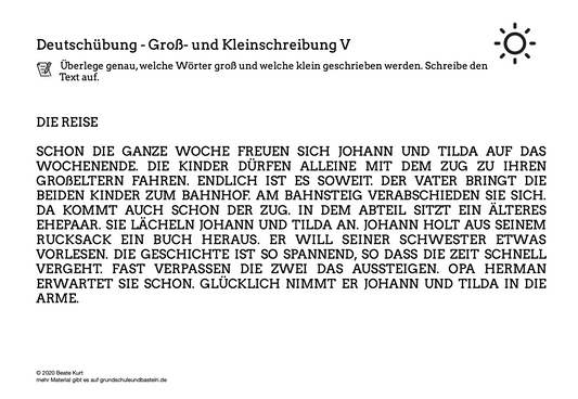 Im Sommer: Die Groß- und Kleinschreibung üben 5