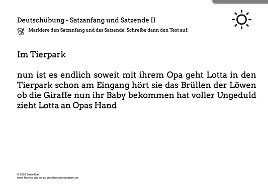 Im Sommer: Satzanfang und Satzende üben 2