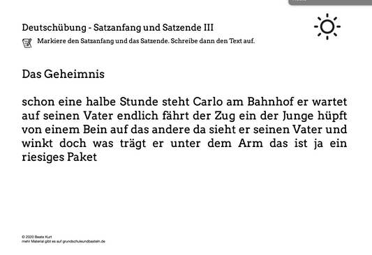 Im Sommer: Satzanfang und Satzende üben 3