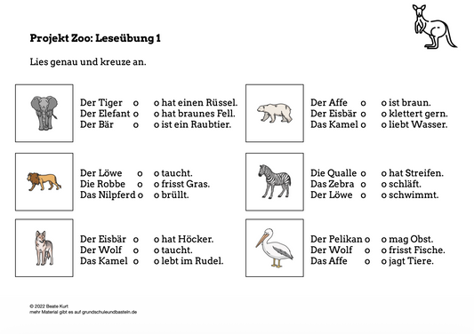 Im Zoo: Eine kleine Leseübung 1