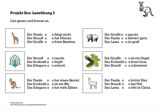 Im Zoo: Eine kleine Leseübung 2