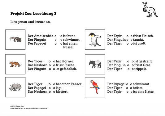 Im Zoo: Eine kleine Leseübung 3