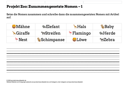 Im Zoo: Zusammengesetzte Nomen schreiben 1
