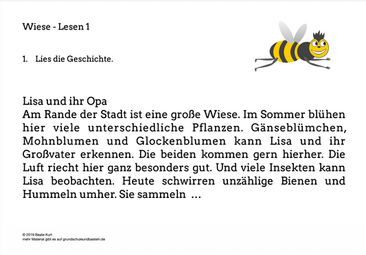 Auf der Wiese: Lesen und Verstehen 1