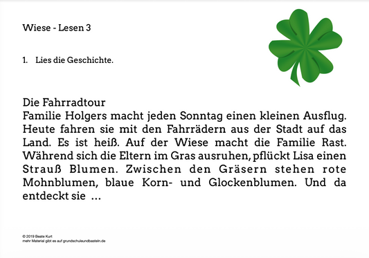 Auf der Wiese: Lesen und Verstehen 3