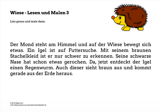 Auf der Wiese: Lesen und malen 3