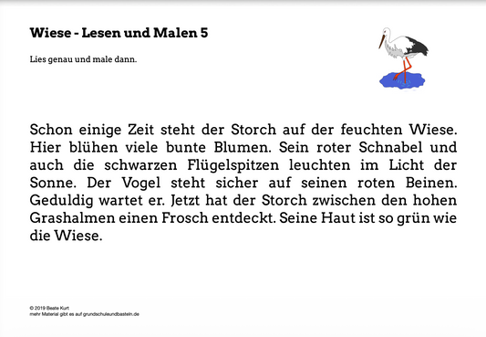 Auf der Wiese: Lesen und Malen 5