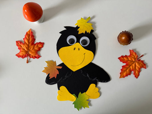 Herbst: Lustiges Fensterbild - Rabe Paul