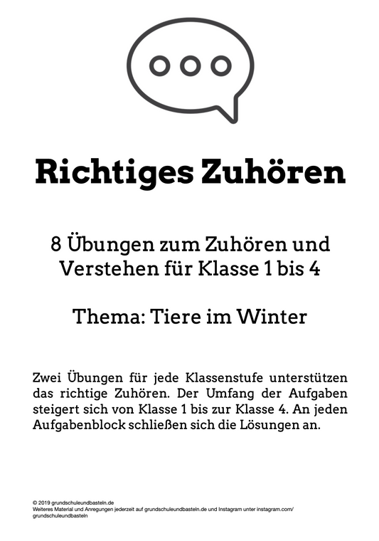 Richtiges Zuhören üben zum Thema Winter