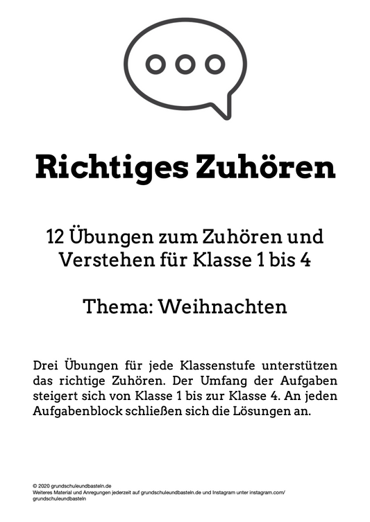 Konzentriertes Zuhören üben - Weihnachten