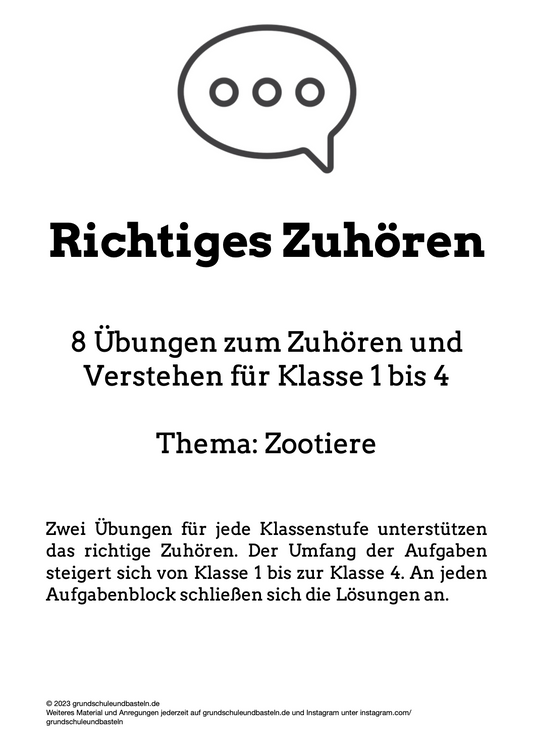 Das richtige Zuhören üben: Zootiere