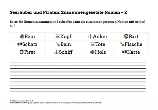 Seeräuber und Piraten: Kleine Übung – Zusammengesetzte Nomen 2
