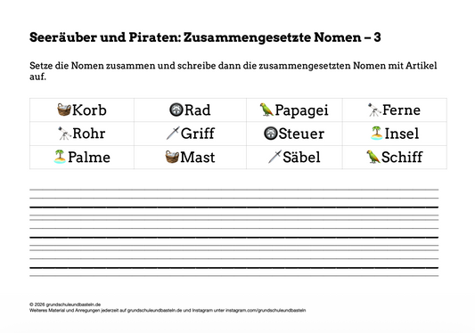 Seeräuber und Piraten: Kleine Übung – Zusammengesetzte Nomen 3
