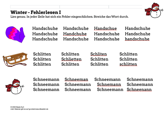 Im Winter: Fehlerlesen 1