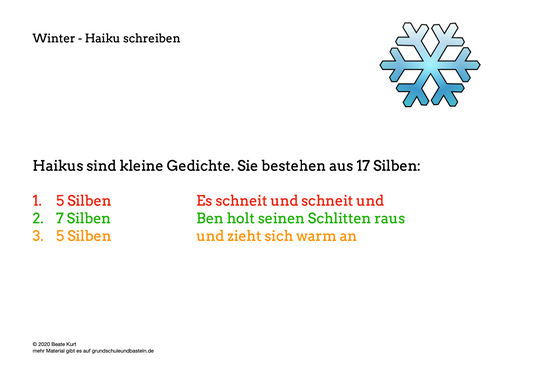 Im Winter: Ein Haiku schreiben