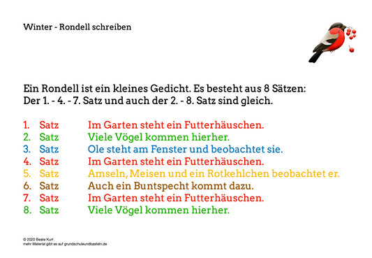 Im Winter: Ein Rondell schreiben