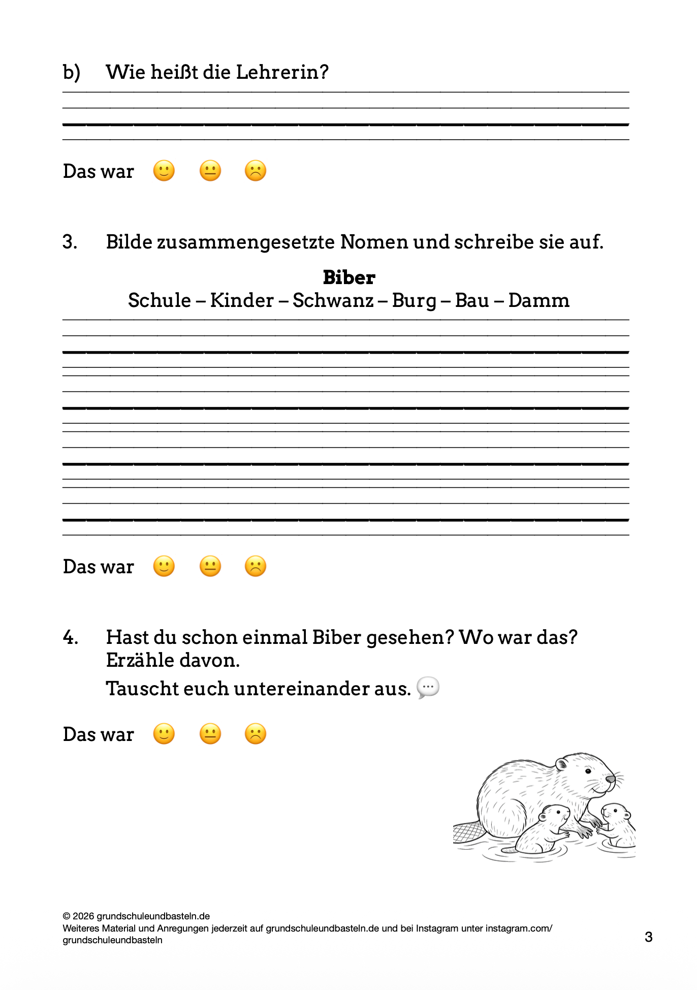 Begleitmaterial: Abenteuer in der Biberschule