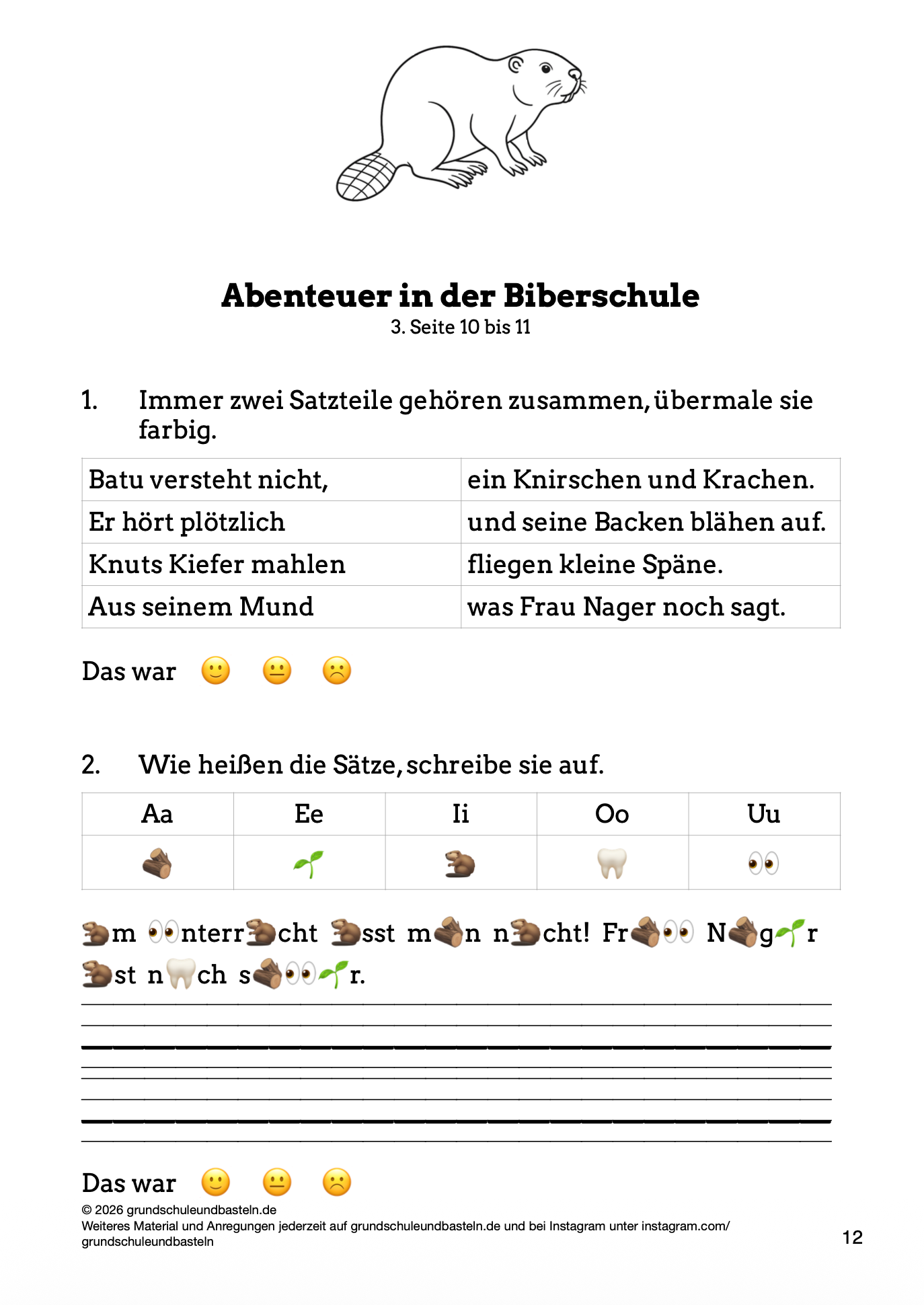 Begleitmaterial: Abenteuer in der Biberschule
