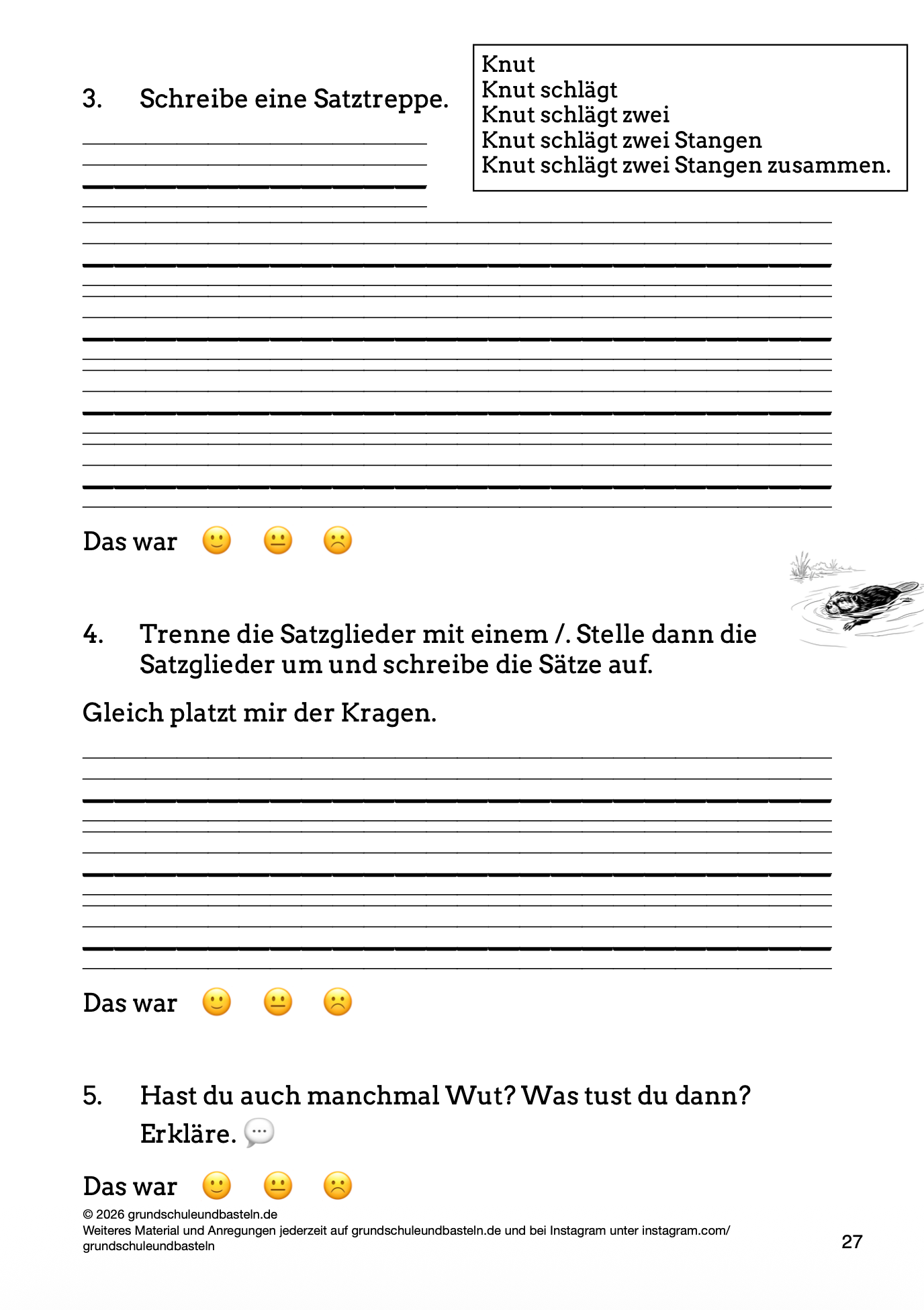 Begleitmaterial: Abenteuer in der Biberschule