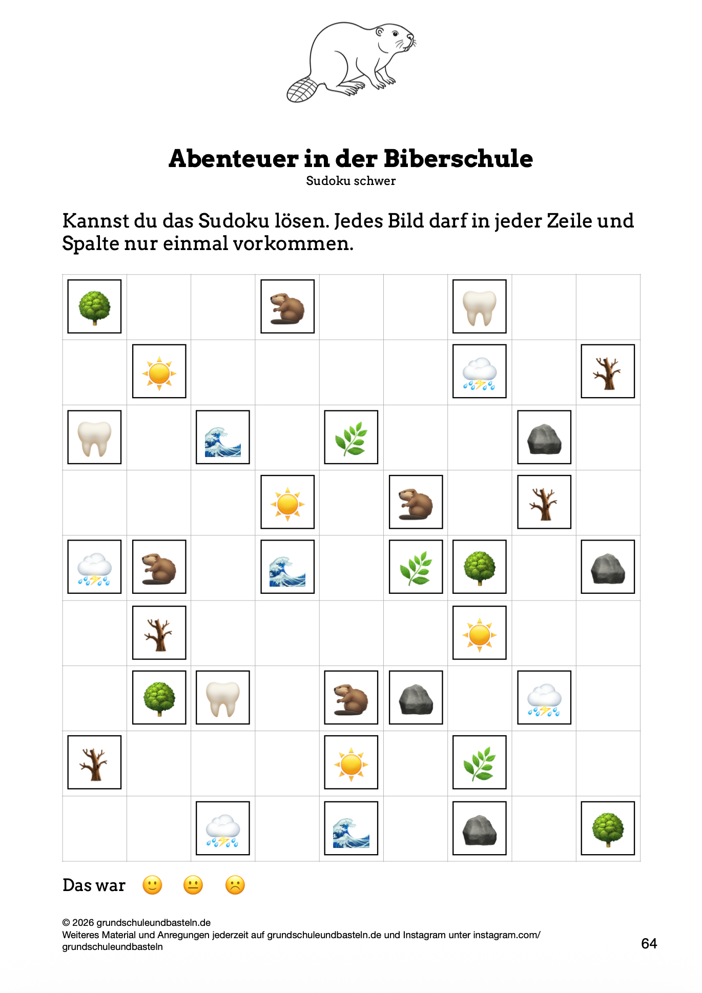 Begleitmaterial: Abenteuer in der Biberschule
