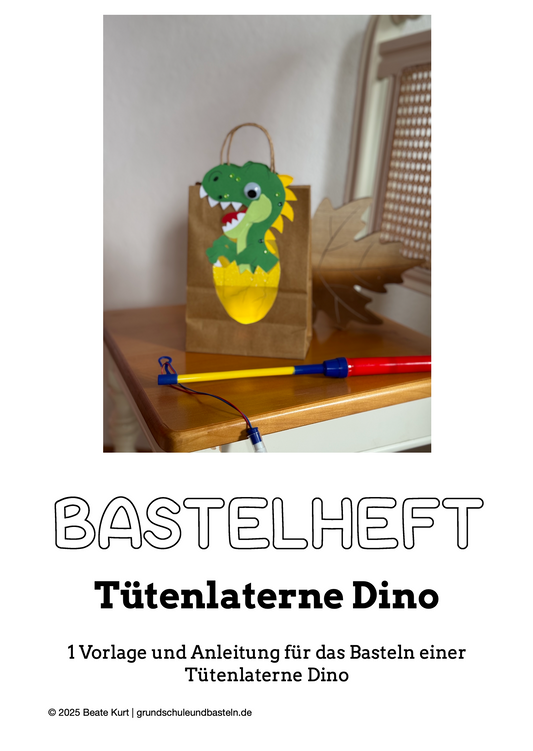 Bastelheft: Tütenlaterne Dino