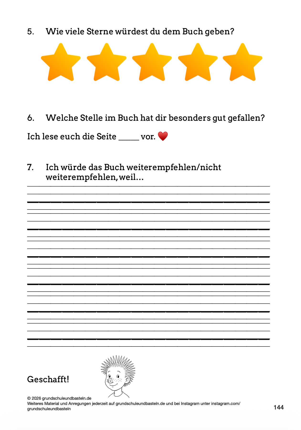 Begleitmaterial: Eine Woche voller Samstage