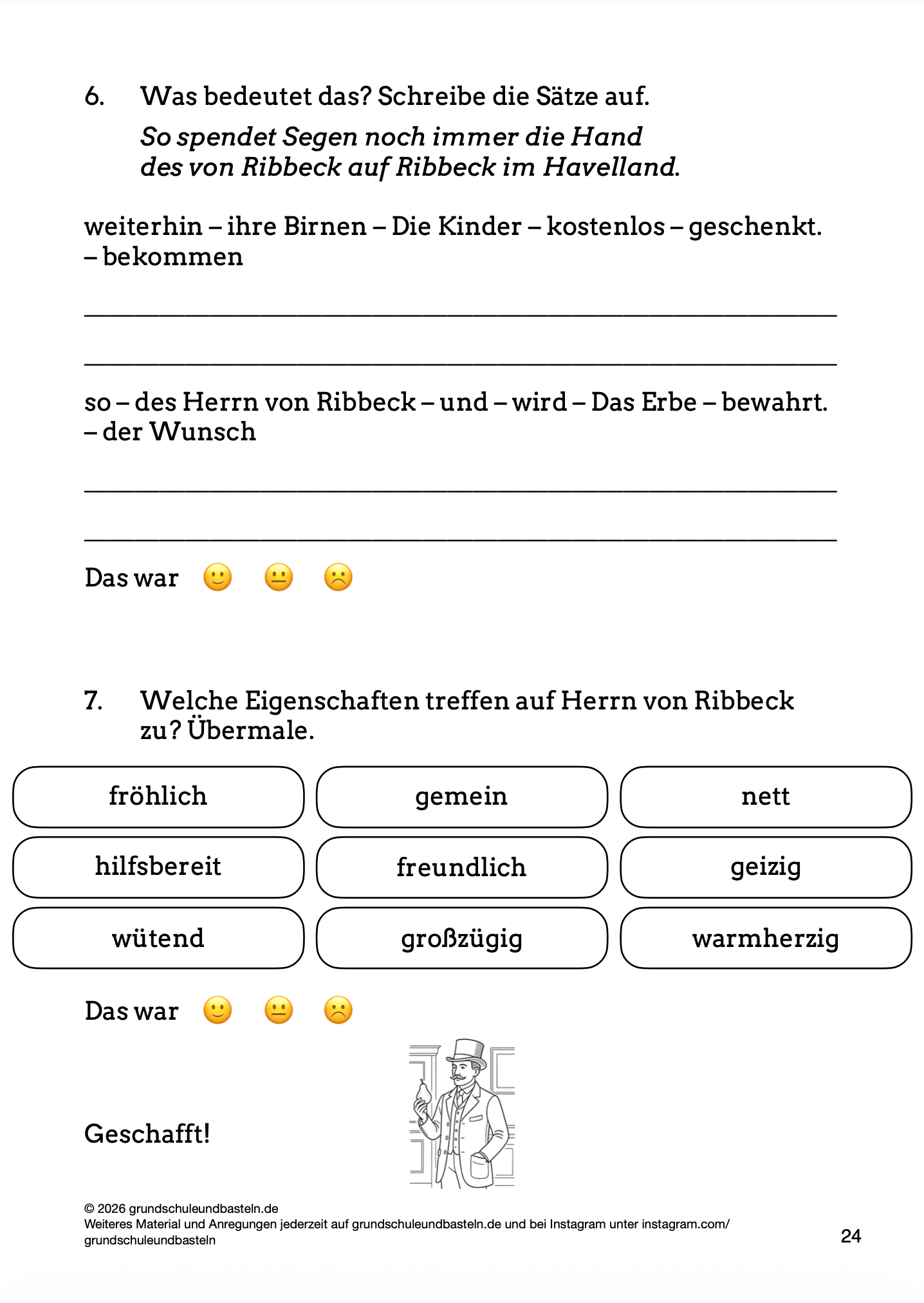 Begleitmaterial: Herr von Ribbeck auf Ribbeck im Havelland