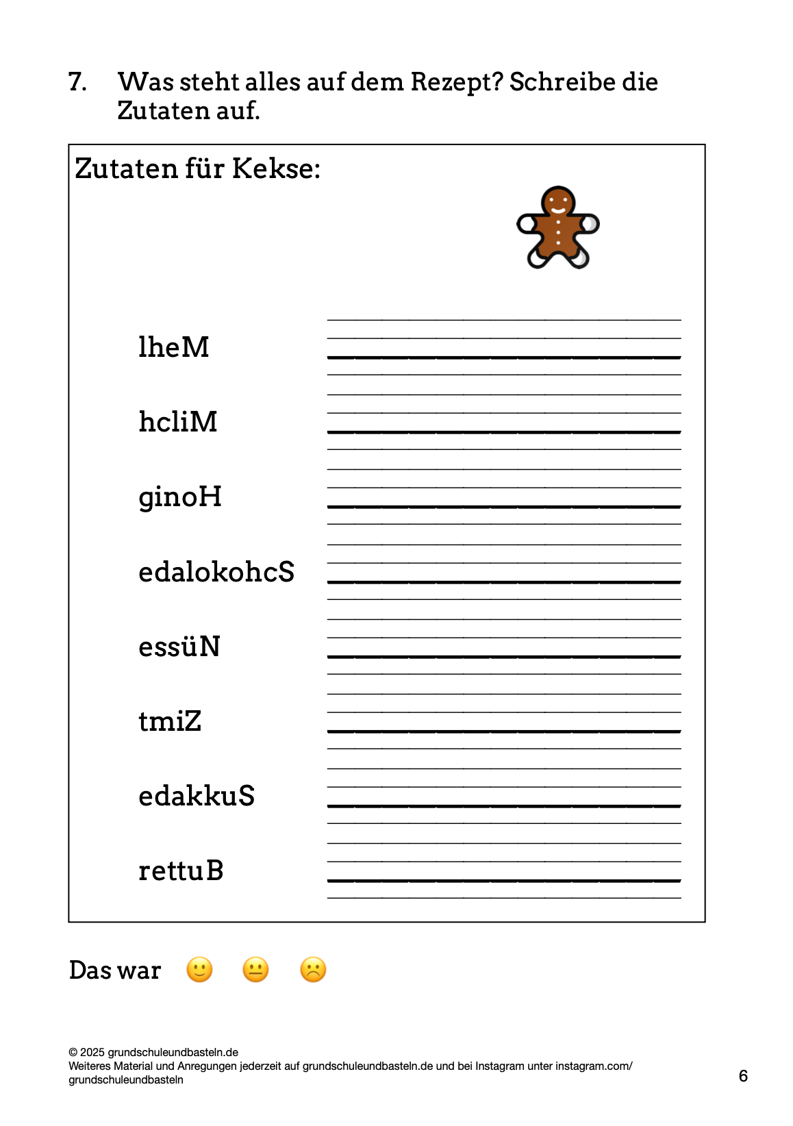 Begleitmaterial: In der Weihnachtsbäckerei