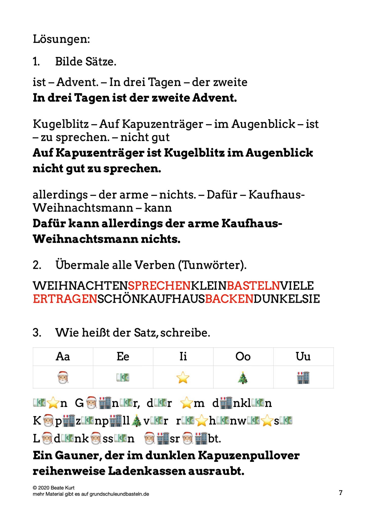 Begleitmaterial: Kugelblitz als Weihnachtsmann