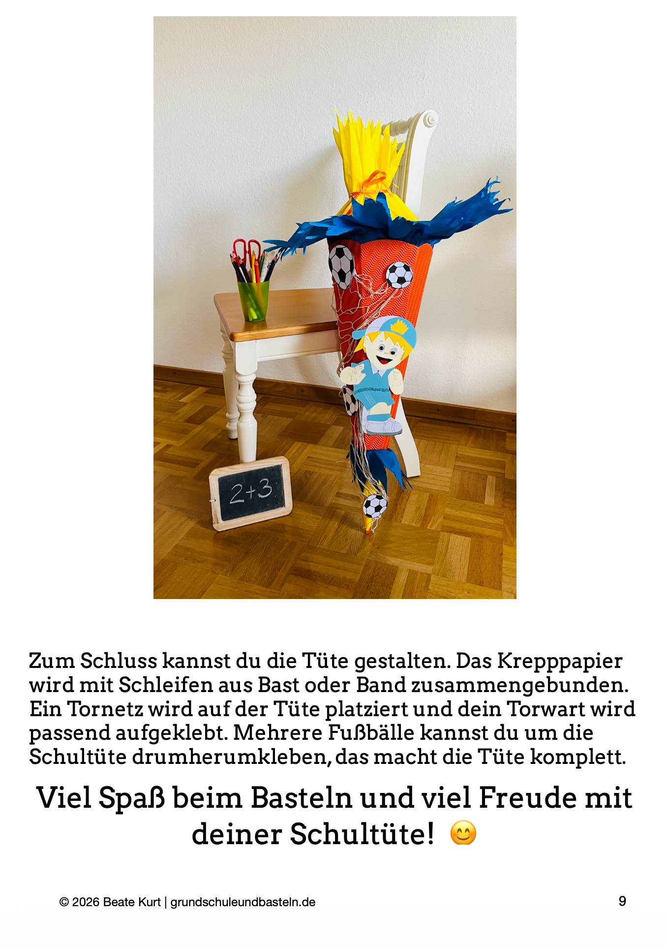 Bastelheft: Schultüte Fußballspieler