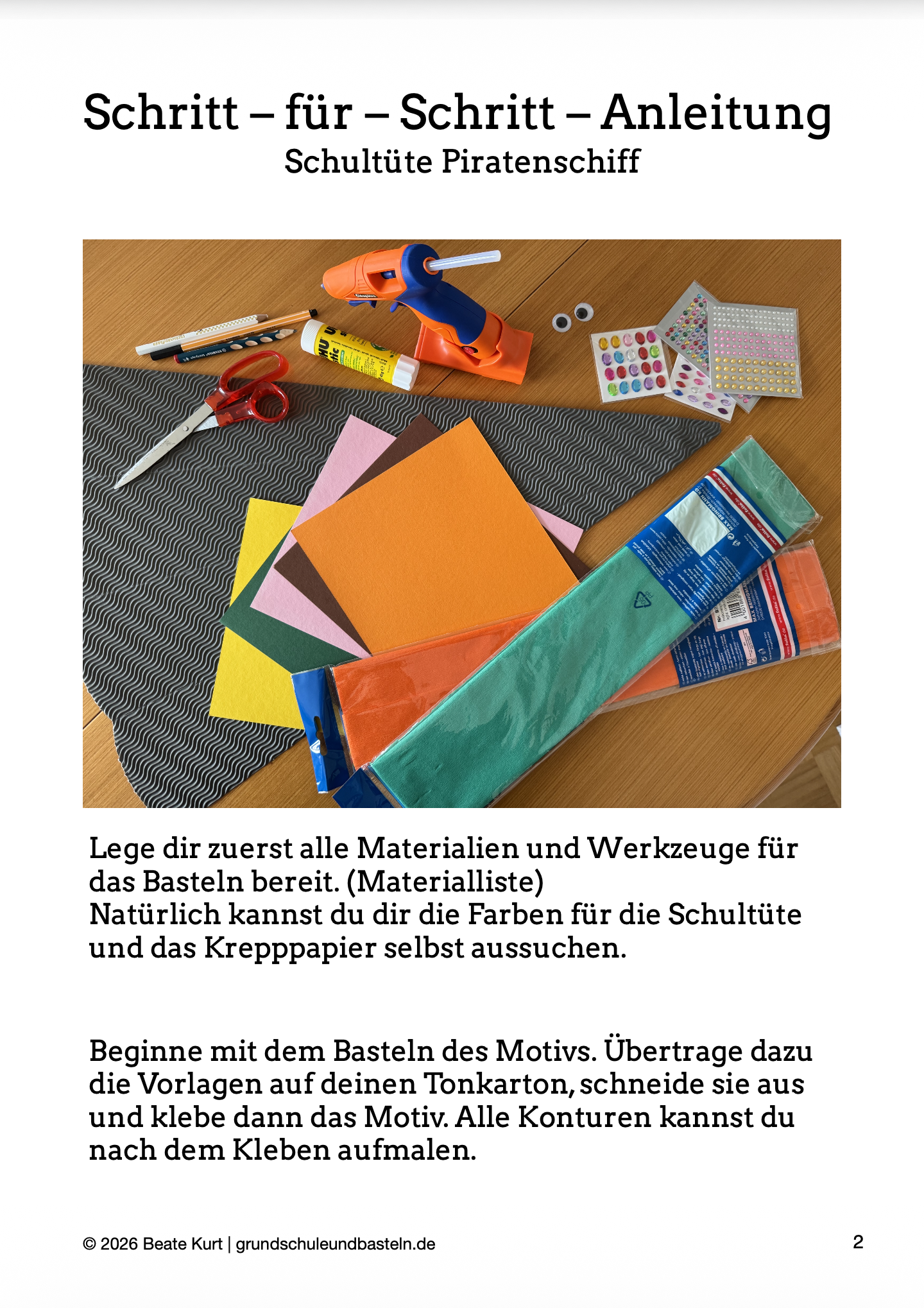 Bastelheft: Schultüte Piratenschiff