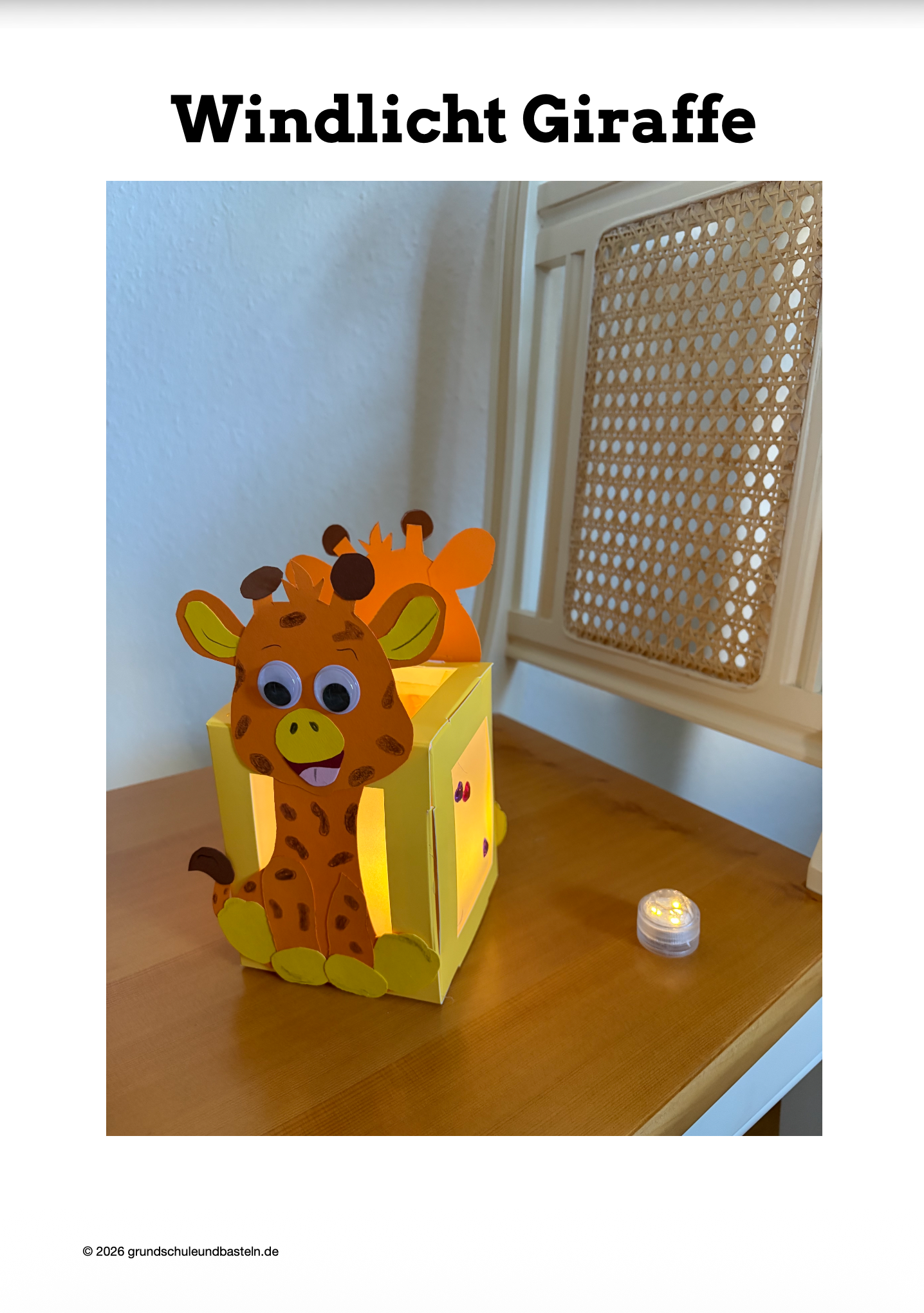 Bastelheft: Windlichter – Teil 1 – Giraffe Eule Tiger