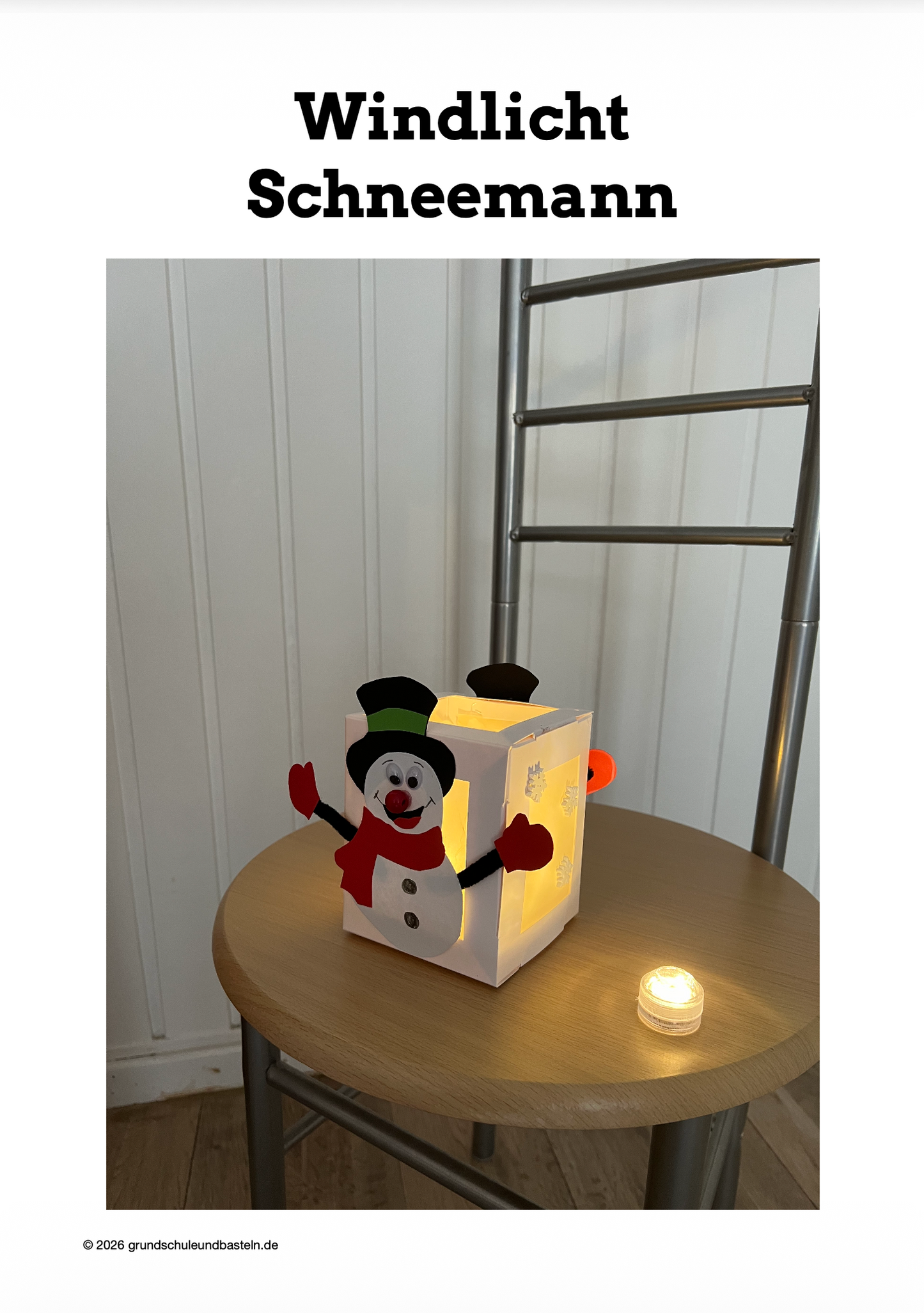 Bastelheft: Windlichter – Teil 5 – Schneemann Wichtel Elch