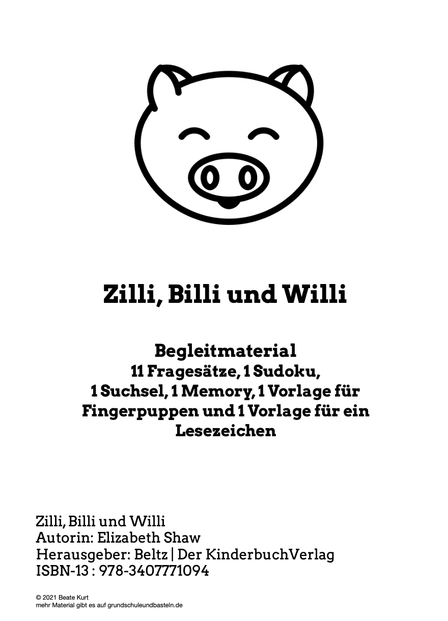 Billi File Begleitmaterial: Zilli, Billi und Willi – grundschuleundbasteln.de